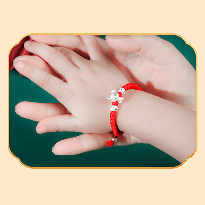Pulsera para niños hecha a mano con cuerda roja del zodíaco chino de plata de ley 999 con Buddha Stones - image 5