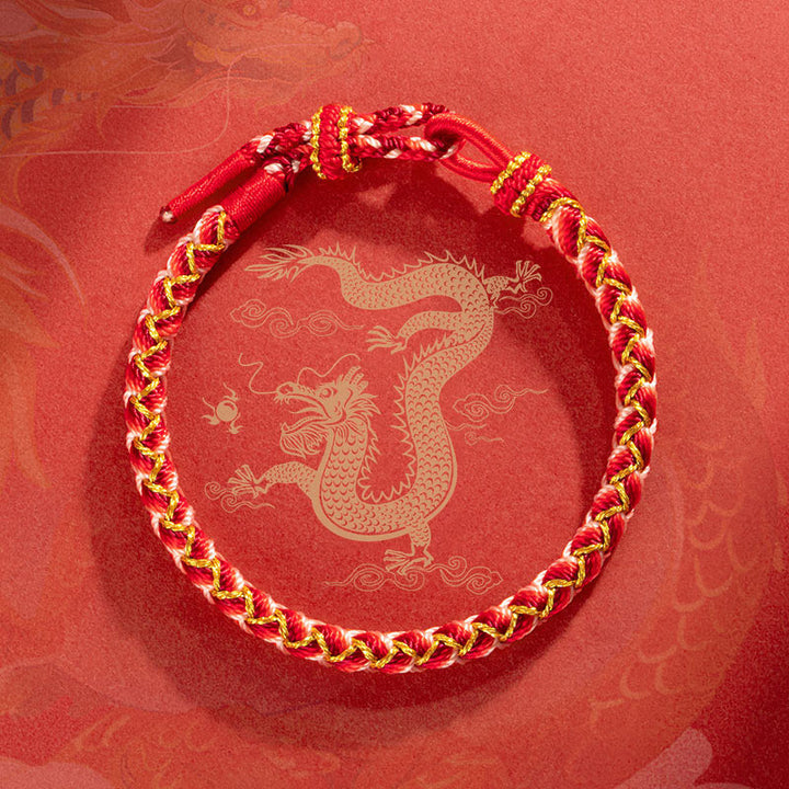 Pulsera de cuerda de protección a escala del año del dragón hecha a mano con Buddha Stones