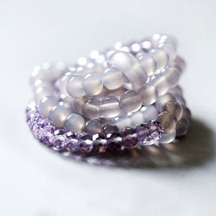 Pulsera curativa de meditación de cristal de amatista natural