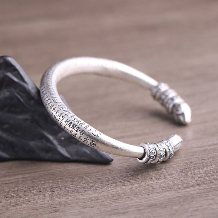 Pulsera de plata de ley 999 con Buddha Stones con forma de corazón Sutra Om Mani Padme Hum grabado paz pureza - image 7