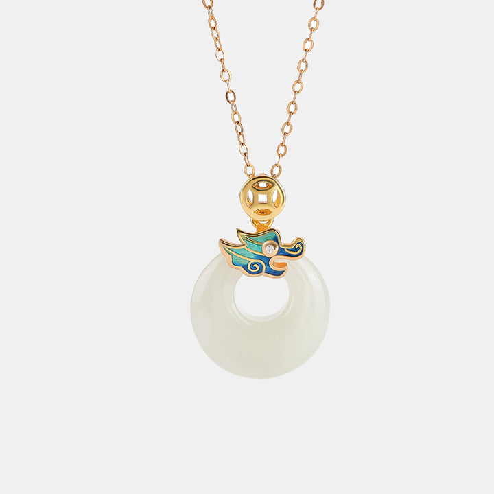 Buddha Stones, Plata de Ley 925 chapada en oro, Año del Dragón, Jade hetiano, hebilla de la paz, moneda de cobre, colgante de collar de abundancia