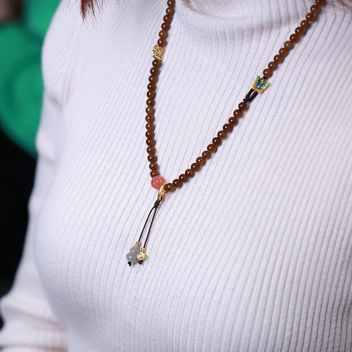 Collar de pulsera de suerte de prosperidad de calabaza de mariposa de jade