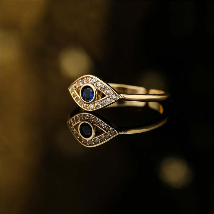 Anillo de cobre con bendición de protección contra el mal de ojo con Buddha Stones