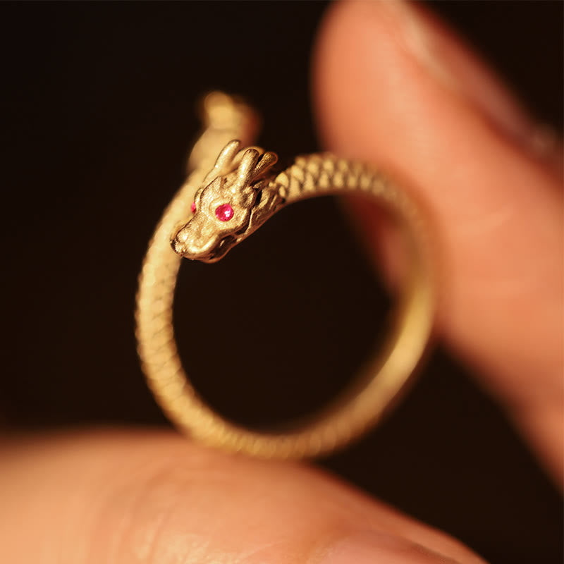 Anillo ajustable de plata de ley 925 con Buddha Stones , diseño vintage del Año del Dragón, protección de la suerte - image 9