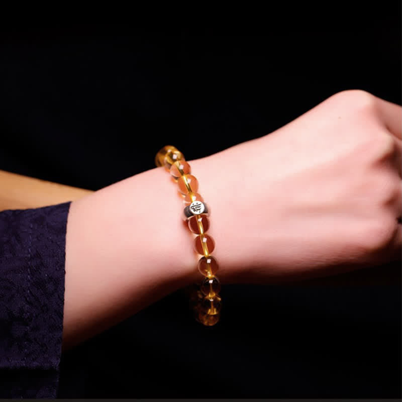 Pulsera de protección de citrino de Buda natal del zodíaco chino de plata de ley 925