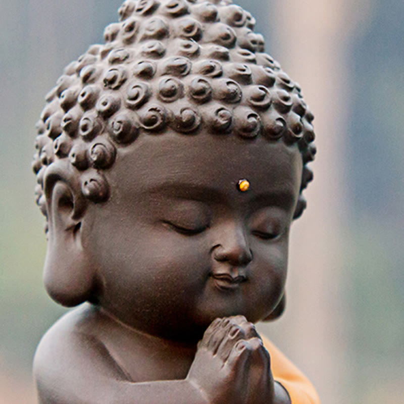 Buddha Stones Pequeño Buda Serenidad Arcilla Púrpura Decoración de Escritorio para el Hogar - image 22