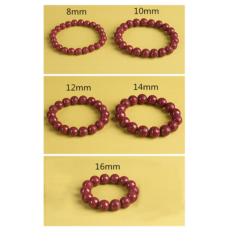 Pulsera de cuentas de cinabrio PiXiu doble Natural Om Mani Padme Hum riqueza y suerte