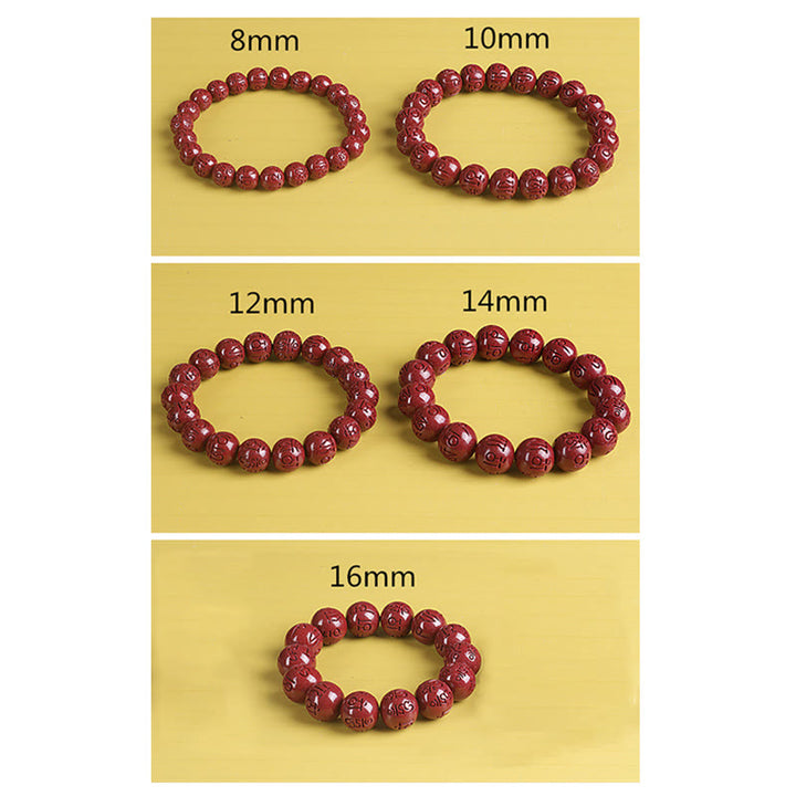Pulsera de cuentas de cinabrio PiXiu doble Natural Om Mani Padme Hum riqueza y suerte