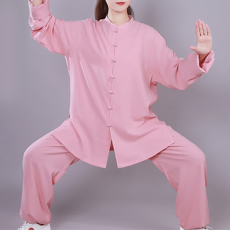 Conjunto de ropa unisex de lino y algodón con Buddha Stones, tai chi, qigong, oración, práctica espiritual zen - Rosa - Manga larga - US14, UK/AU18, EU46 (3XL)  - image 11