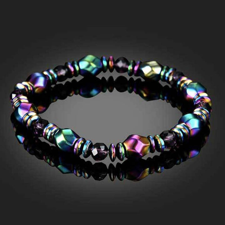 Pulsera de bienestar de hematita arcoíris con Buddha Stones