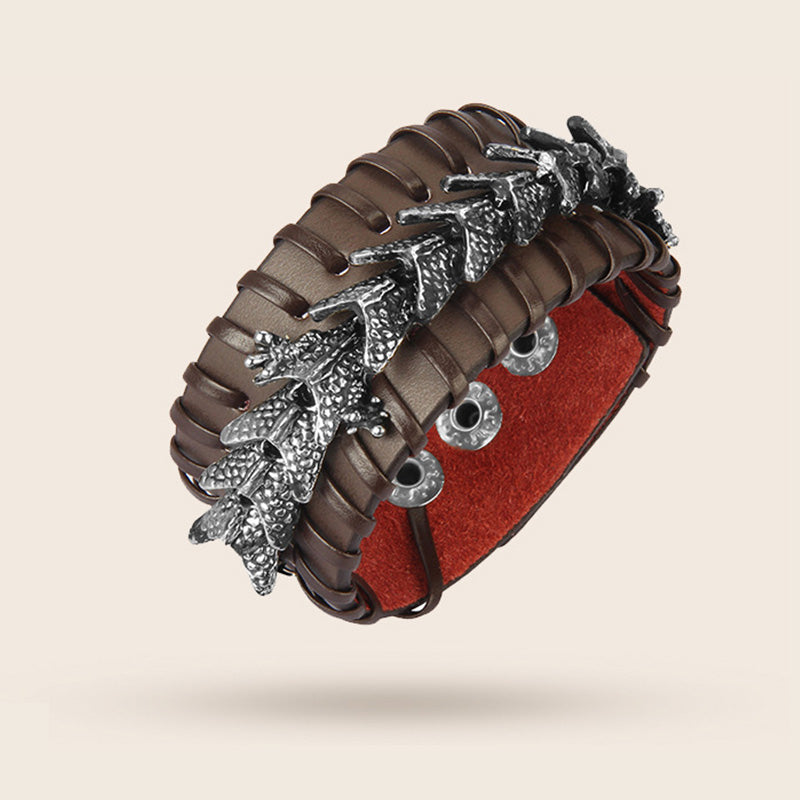 Pulsera de tejido de protección de cuero de dragón