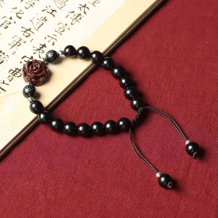 Pulsera De Calmante De Sándalo Rojo Hoja Pequeña De Buddha Stones