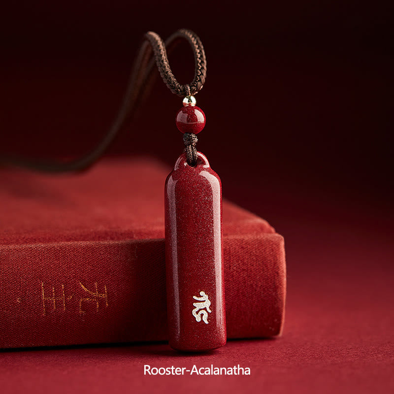 Colgante de collar de cadena de protección con amuleto de cinabrio de Buda natal del zodiaco chino - Marrón - Gallo-Acalanatha - image 16