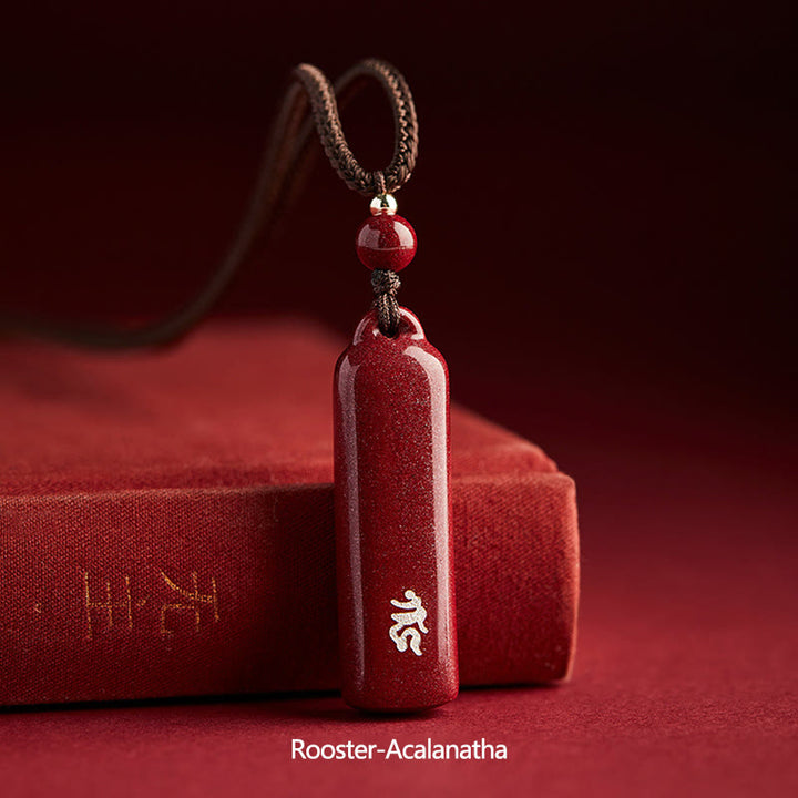 Colgante de collar de cadena de protección con amuleto de cinabrio de Buda natal del zodiaco chino - Marrón - Gallo-Acalanatha - image 16