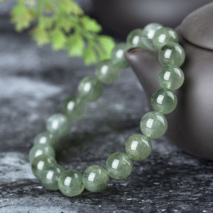 Pulsera de riqueza de bendición de cristal verde natural con Buddha Stones