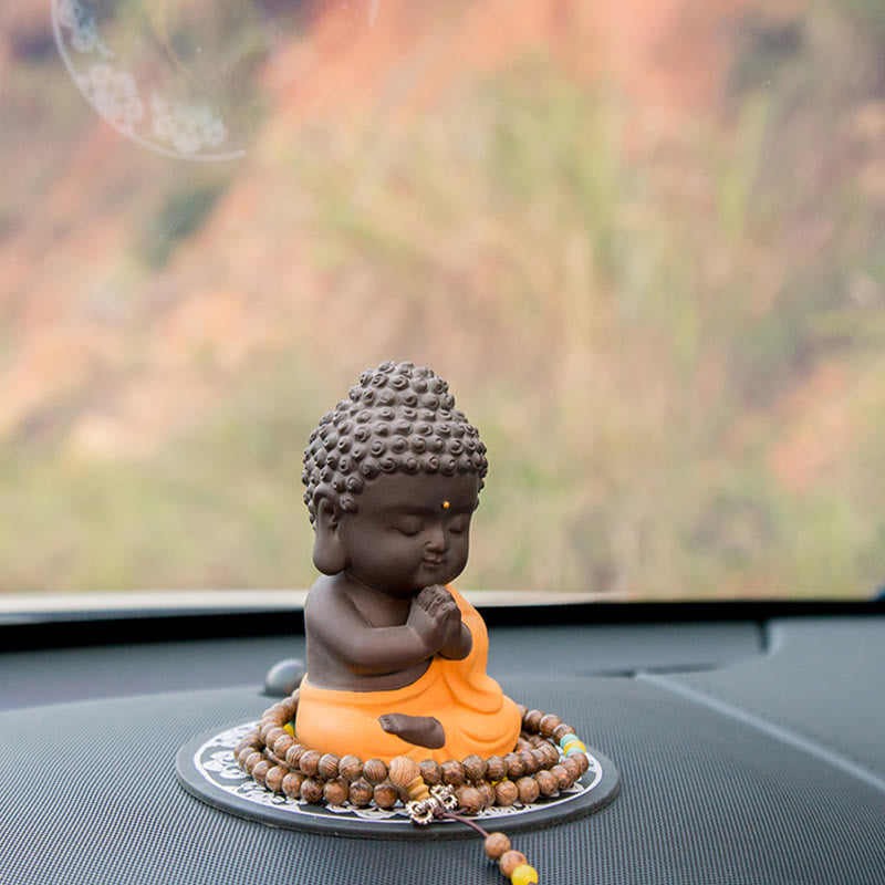 Buddha Stones Pequeño Buda Serenidad Arcilla Púrpura Decoración de Escritorio para el Hogar - image 19
