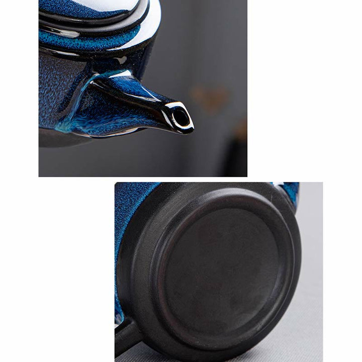 Juego de caja con bolsa de regalo portátil, tetera de cerámica de té Gongfu chino, Color degradado en azul, Buddha Stones - image 6