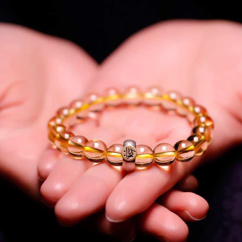 Pulsera de protección de citrino de Buda natal del zodíaco chino de plata de ley 925