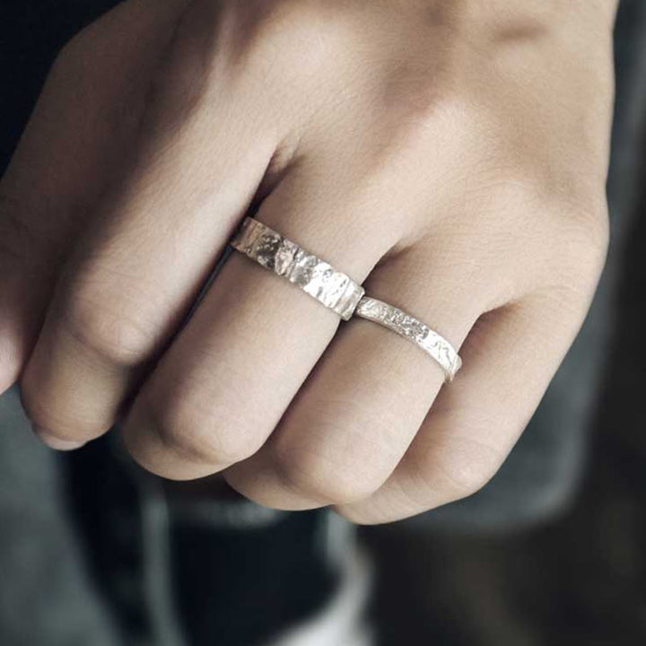 Anillo de pareja de bendición de diseño simple de plata de ley 925