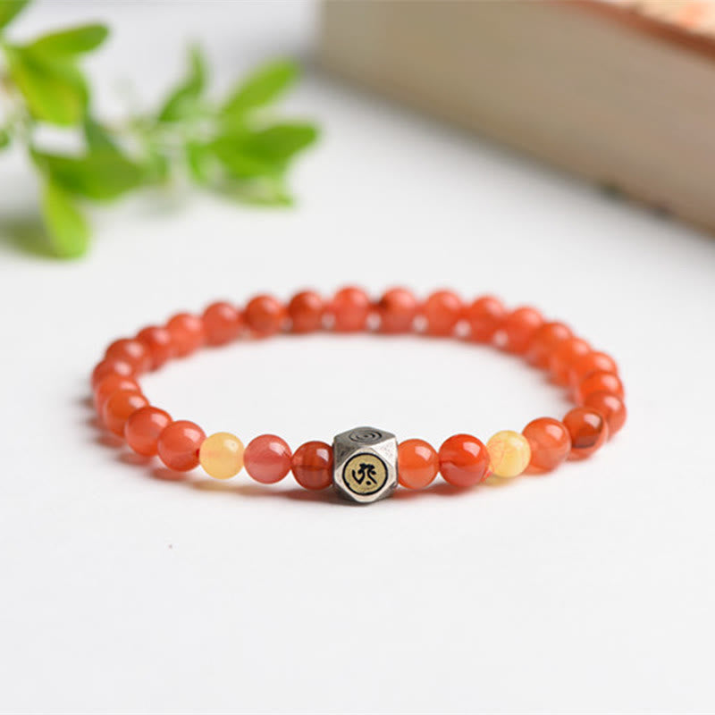 Buddha Stones, Plata de Ley 925, amuleto de Buda natal del zodiaco chino, ágata roja, ámbar, pulsera de autoaceptación