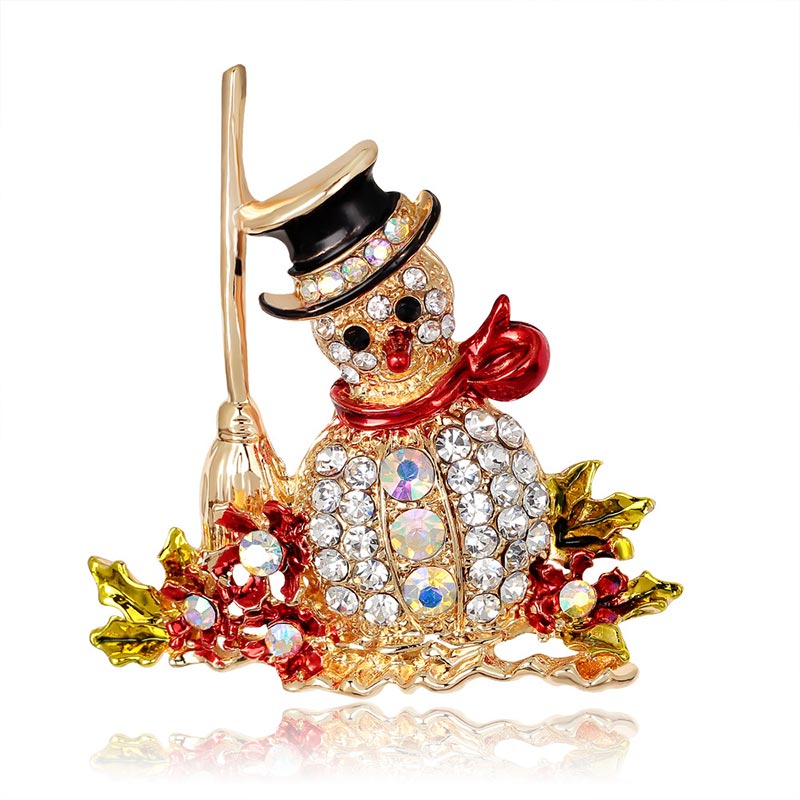 Broche navideño de cristal con diamantes de imitación multicolores