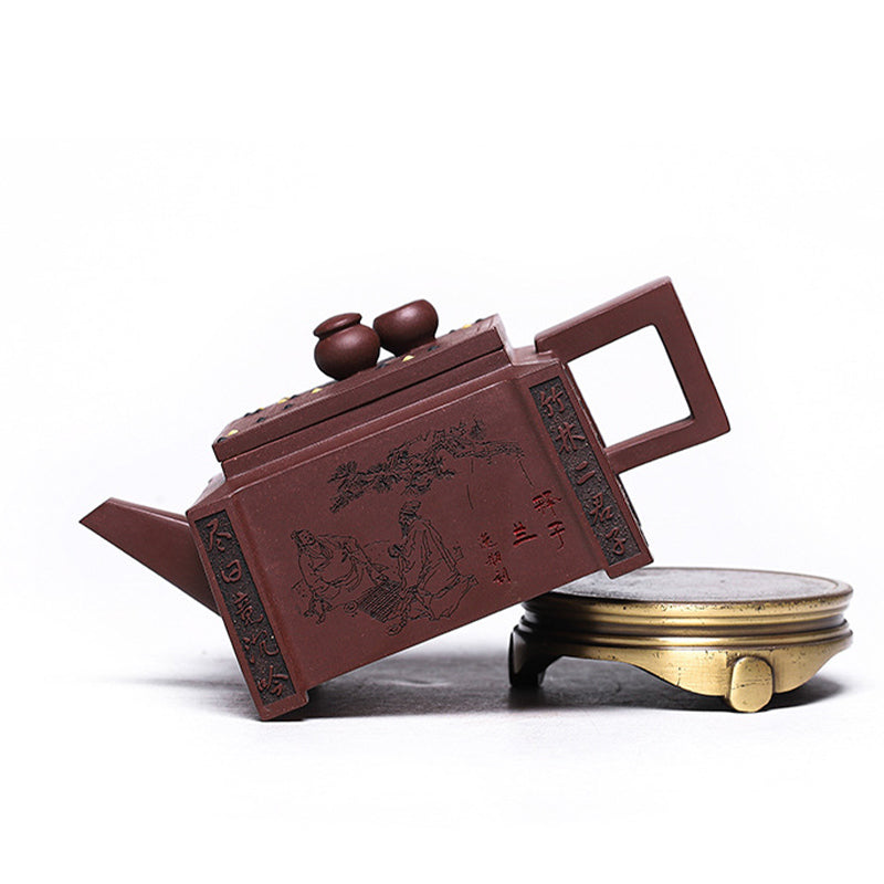 Buddha Stones Yixing, todo hecho a mano, Gomoku, juego de ajedrez, tetera cuadrada de Kung Fu de arcilla púrpura, 280ml