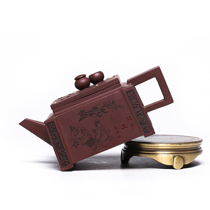 Buddha Stones Yixing, todo hecho a mano, Gomoku, juego de ajedrez, tetera cuadrada de Kung Fu de arcilla púrpura, 280ml