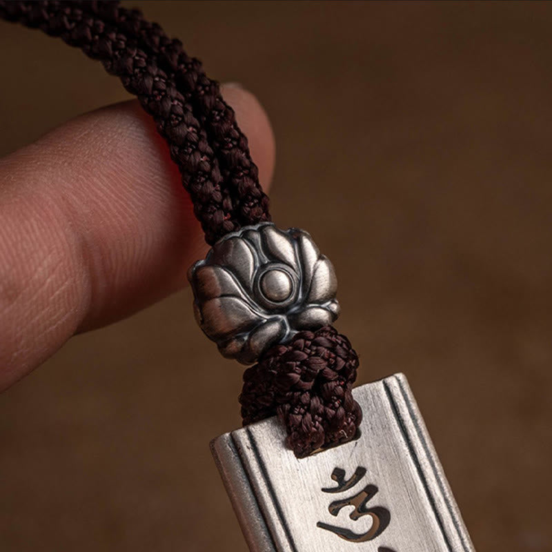 Colgante de plata de ley 999 con Buddha Stones Om Mani Padme Hum grabado Lotus Wisdom - image 8