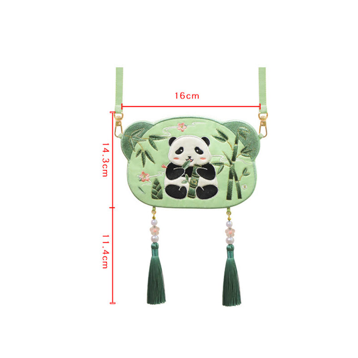 Bordado de Buddha Stones, Panda de la suerte, gato, Shiba Inu, ciervo, conejo, zorro, flor, Animal bonito, Hanfu, bolso cruzado, bolso de hombro