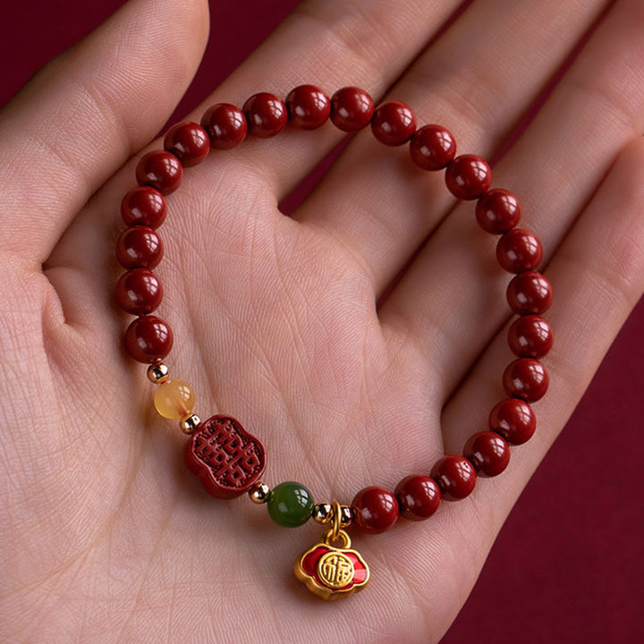Pulsera Calma Felicidad Cinabrio Buddha Stones