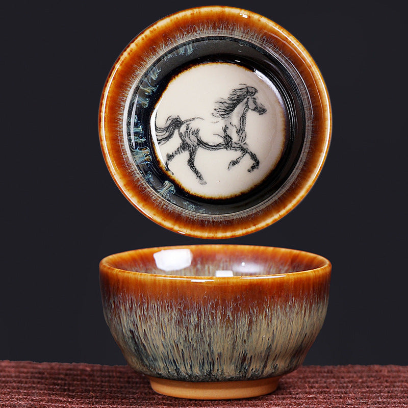 Taza de té de cerámica con diseño del zodíaco chino, 12 Buddha Stones, Kung Fu Jian, taza de té chino Zhan, 73ml