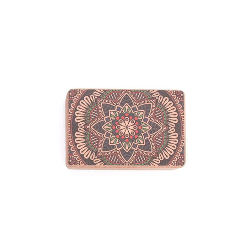 Bloque de corcho de yoga consciente con mandala tibetana de Buddha Stones - Mandala verde y rojo - image 3
