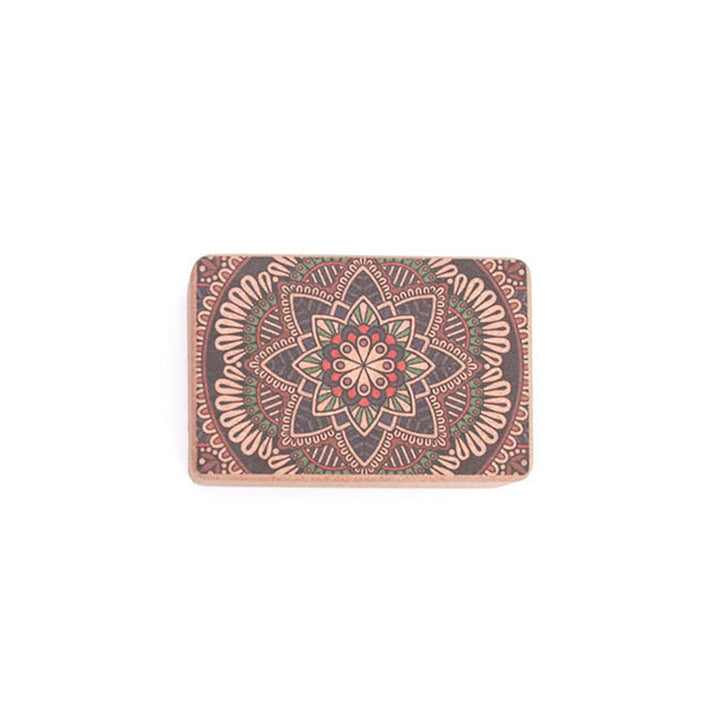 Bloque de corcho de yoga consciente con mandala tibetana de Buddha Stones - Mandala verde y rojo - image 3