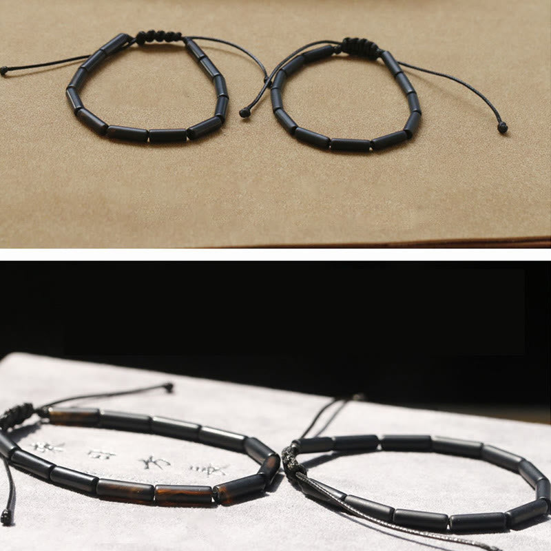 Pulsera de protección de soporte de cuentas de ónix negro con Buddha Stones