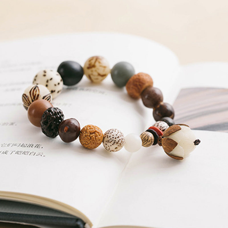 Pulsera Mala de muñeca de la paz de la sabiduría del loto de la semilla de Bodhi