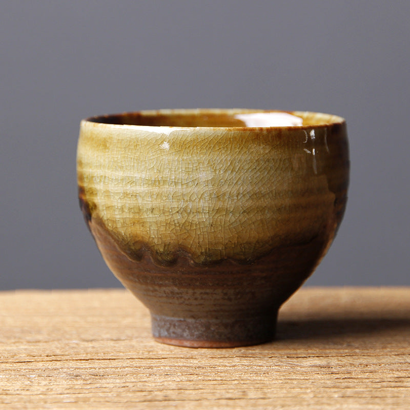 Buddha Stones Vintage marrón Beige horno cambio taza de té de cerámica Kung Fu taza de té tazón
