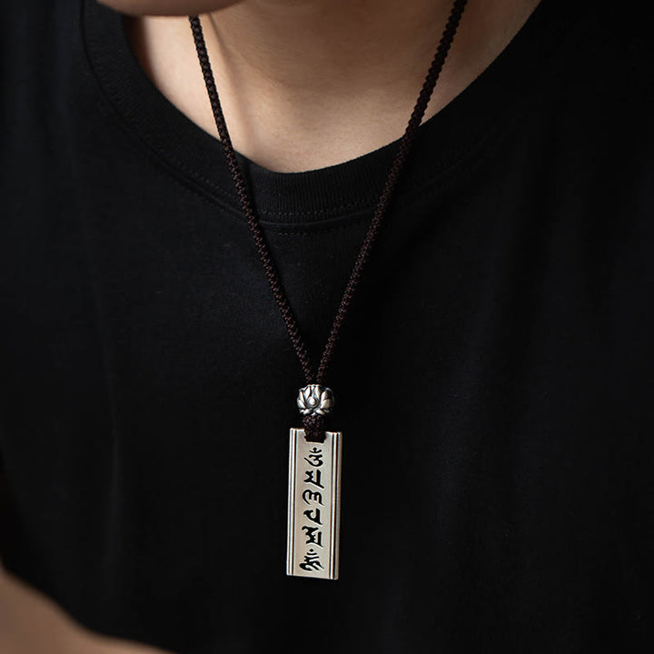 Colgante de plata de ley 999 con Buddha Stones Om Mani Padme Hum grabado Lotus Wisdom - image 2