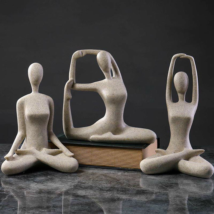 Decoración de escritorio de escultura de estatuilla espiritual de resina de ejercicio de meditación de Yoga abstracto