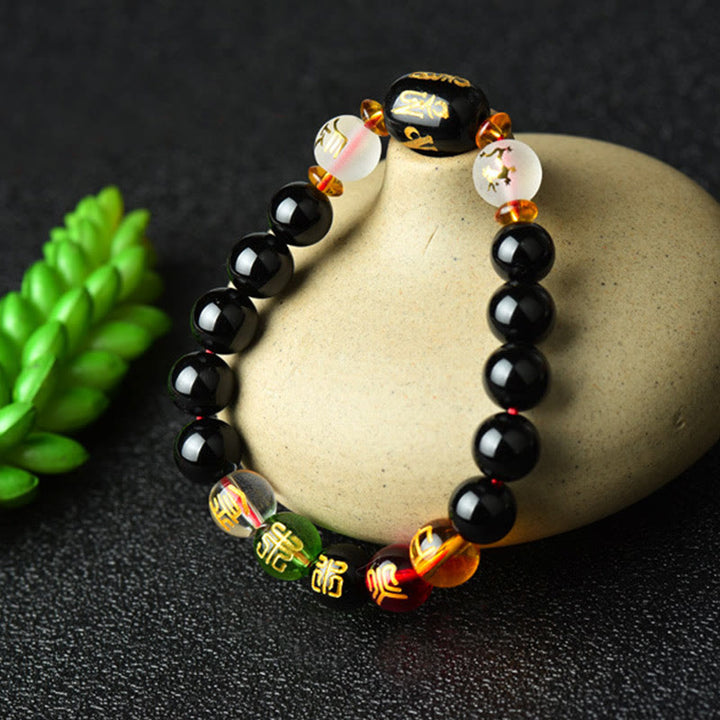 Pulsera de la suerte de ónix negro tibetano