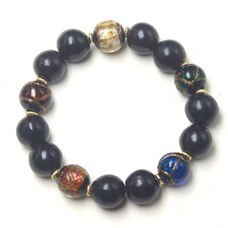 Pulsera de riqueza con cuentas de cristal de Liuli, ceniza de incienso occidental, Buddha Stones