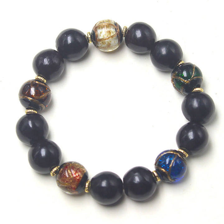 Pulsera de riqueza con cuentas de cristal de Liuli, ceniza de incienso occidental, Buddha Stones