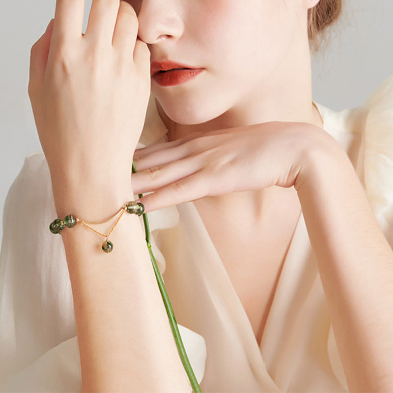 Pulsera con dije de confianza de cristal fantasma verde de Buddha Stones