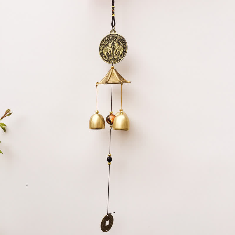 Buddha Stones, letra de bendición, elefante, Bagua, moneda auspiciosa, campanilla colgante de pared, decoración hecha a mano para el hogar