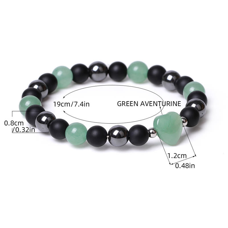 Pulsera de protección de corazón de amor de cristal de piedra de ojo de tigre de ónix negro de Buddha Stones