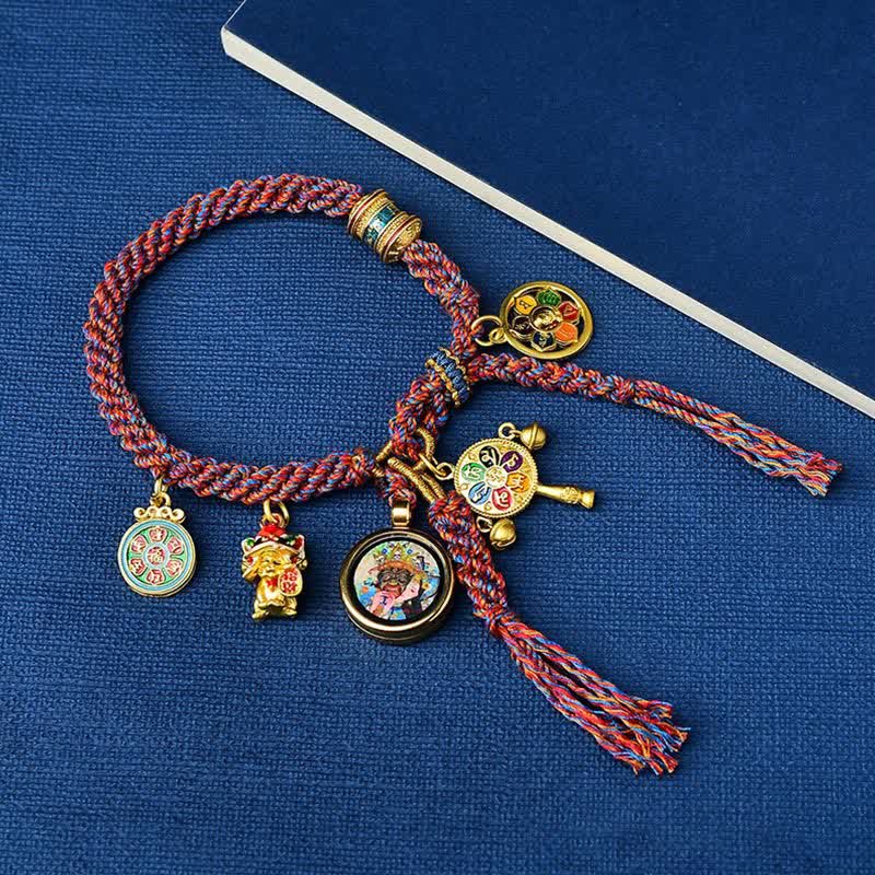 Pulsera tibetana verde Tara Zakiram diosa de la riqueza Thangka suerte trenzada