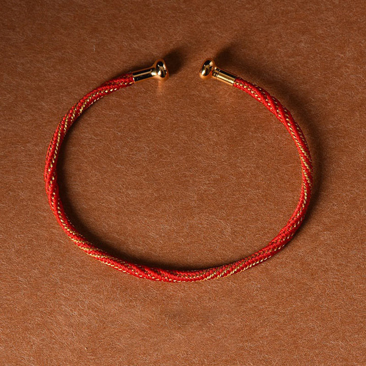 Pulsera de cuerda trenzada de la suerte hecha a mano con diseño simple de Buddha Stones - Oro rojo - image 15