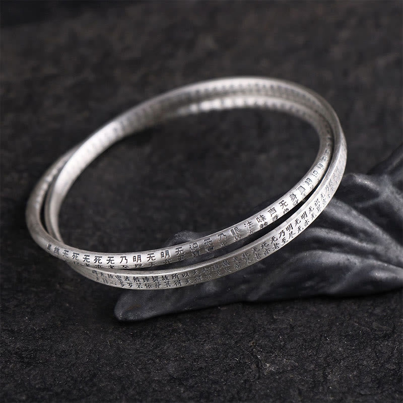 Pulsera de protección tallada con Sutra de corazón de plata de ley 999 con Buddha Stones - image 1