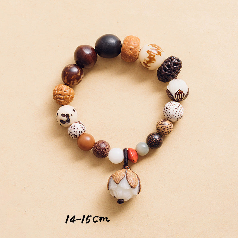 Pulsera Mala de muñeca de la paz de la sabiduría del loto de la semilla de Bodhi