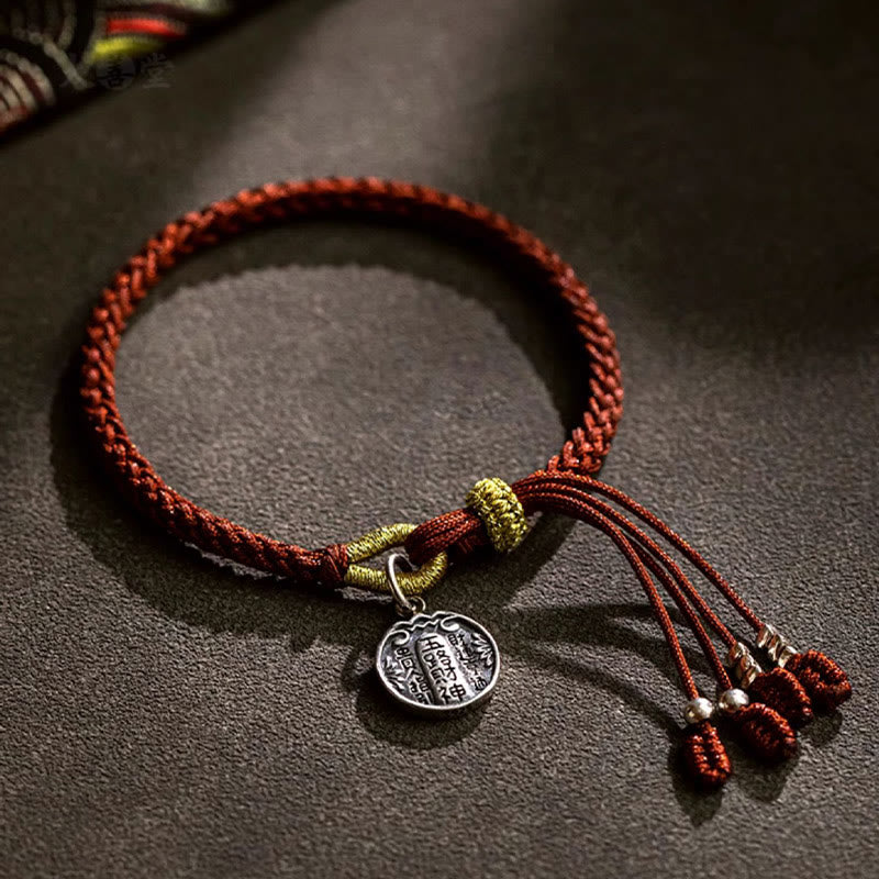 Pulsera trenzada de plata de ley 925 hecha a mano con Buddha Stones , cinco direcciones, dioses de la riqueza, protección de la suerte - image 1