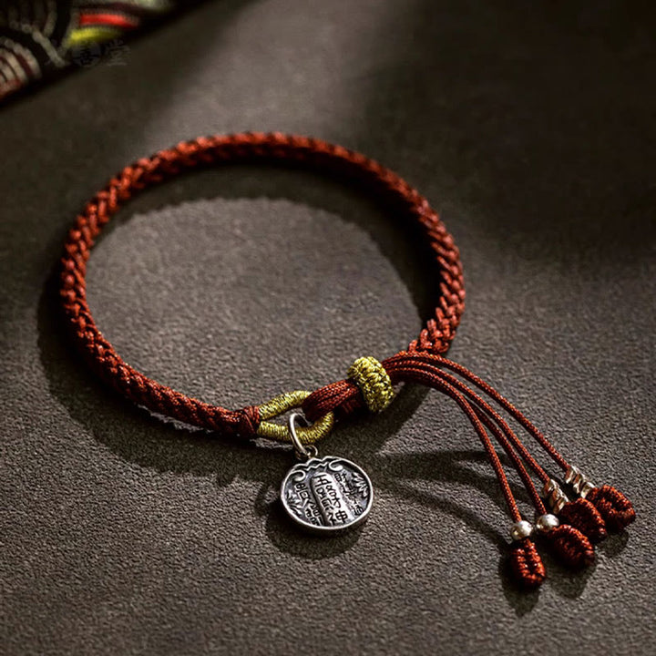 Pulsera trenzada de plata de ley 925 hecha a mano con Buddha Stones , cinco direcciones, dioses de la riqueza, protección de la suerte - image 1